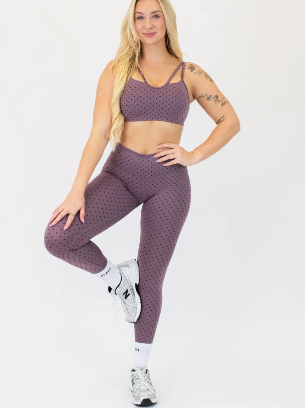 Fleo Mauve Polka Dot Active Top & leggings (set)